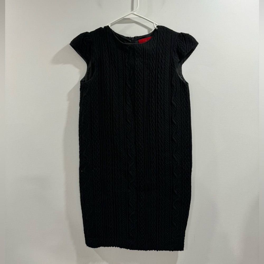 Carolina Herrera Black Cable-Knit Cap-Sleeve Dress